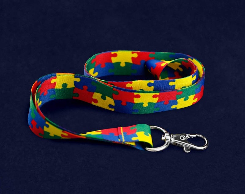 Fundraising For A Cause | Autism Puzzle Piece Pattern Lanyard/Badge Holder - Puzzle Piece Lanyard for Autism/Asperger's Awareness (1 Lanyard) - Image 2